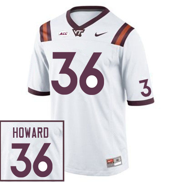 Men #36 Elijah Howard Virginia Tech Hokies College Football Jerseys Sale-White
